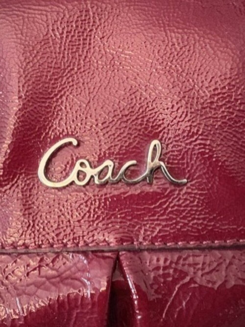 Coach Ashley Burgundy Red Patent Leather Satchel Handbag F15455 - Picture 8 of 16
